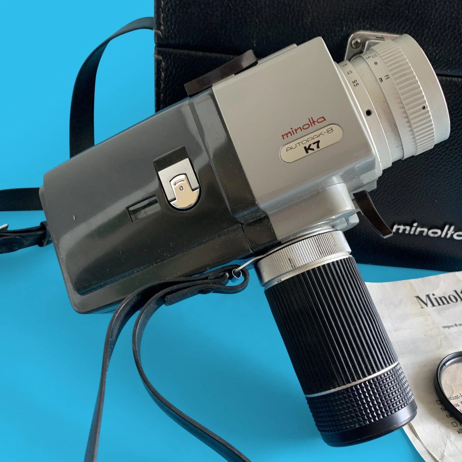 Minolta Autopak-8 K7 Super 8 Movie Cine Camera With Leather Carry Case 6 Minolta Autopak-8 K7 Super 8 Movie Cine Camera With Leather Carry Case - Image 4