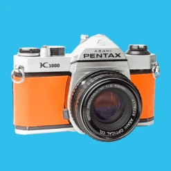 Pentax K1000 Orange Leather Vintage SLR 35mm Film Camera With Pentax F/2 50mm Prime Lens. -Film Camera Store pentax k1000 orange leather vintage slr 35mm film camera with pentax f2 50mm prime lens 3