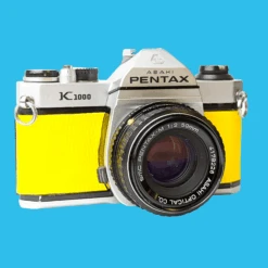 Pentax K1000 Yellow Leather Vintage SLR 35mm Film Camera With Pentax F/2 50mm Prime Lens. -Film Camera Store pentax k1000 yellow leather vintage slr 35mm film camera with pentax f2 50mm prime lens 3